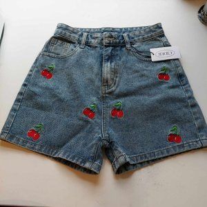 NWT Cider Cherry High Waisted Denim Shorts Size XS